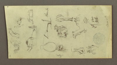 Zeichnung, Figuren- und Kamelstudien, 4. März, möglicherweise 1868 von Frederic Edwin Church