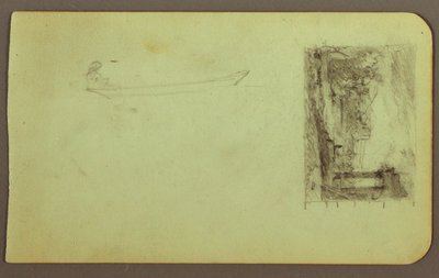 Zeichnung, Figur in einem Boot, Skizze eines Gemäldes; Rückseite: Inschriften, Dezember 1883 von Frederic Edwin Church
