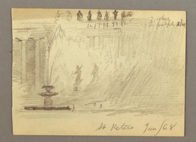 Brunnen auf der Piazza des Petersdoms, Rom, Italien, Januar 1868 von Frederic Edwin Church