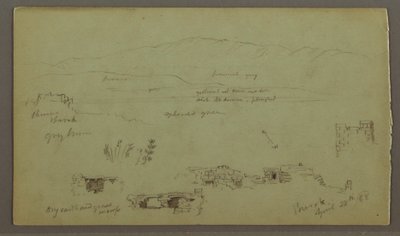 Hügelkette über Ebene, Ruinen, 28. April 1868 von Frederic Edwin Church