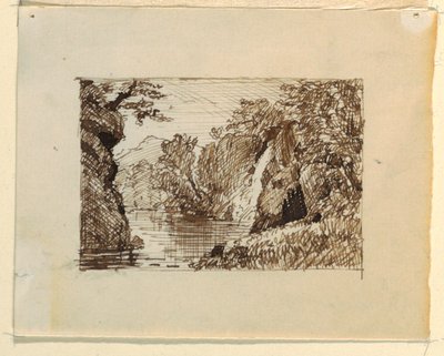 Zeichnung, Imaginäre Landschaft mit, ca. 1870–73 von Frederic Edwin Church