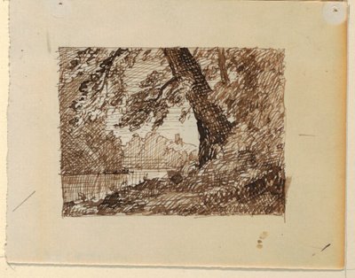 Zeichnung, Imaginäre Flusslandschaft, ca. 1870–73 von Frederic Edwin Church