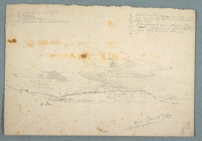 Landschaft im Hudson Valley; verso: Skizze einer Kirche mit drei Schiffen, 14. Juni 1870 von Frederic Edwin Church