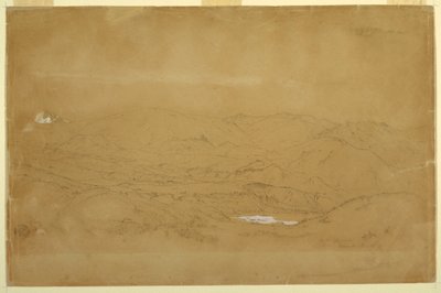 Zeichnung, Berglandschaft in der Nähe von Guanojo und Guaranda, Ecuador, 10. Juni 1857 von Frederic Edwin Church