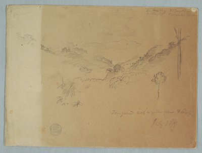 Zeichnung, Berglandschaft in der Nähe von Jorje, Ecuador, 23. Juli 1857 von Frederic Edwin Church