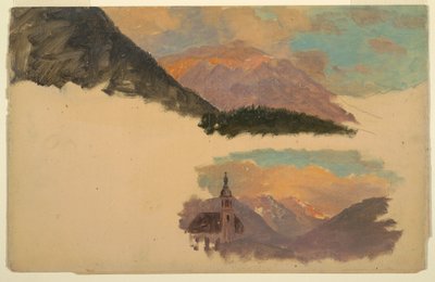 Zeichnung, Berge in der Nähe von Berchtesgaden, Bayern, Juni 1868 von Frederic Edwin Church