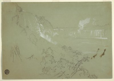 Zeichnung, Niagarafälle vom Fuße des Prospect Point, 1856 oder 1858 von Frederic Edwin Church
