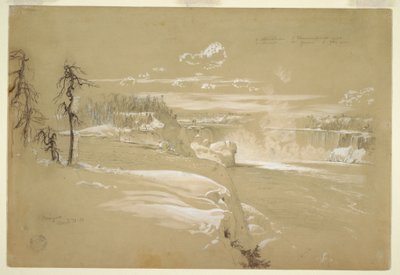 Zeichnung, Niagarafälle im Winter, 21. März 1856 von Frederic Edwin Church