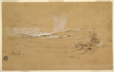 Zeichnung, Niagara: Die kanadischen Fälle und Goat Island, Oktober 1856 von Frederic Edwin Church