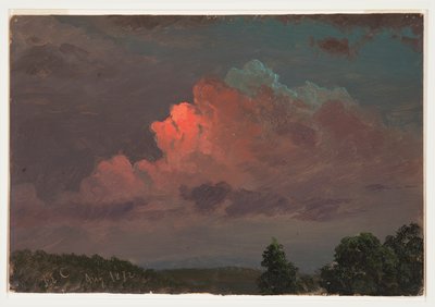 Zeichnung, Abenddämmerung bei Olana, August 1872 von Frederic Edwin Church