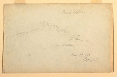 Zeichnung, Vulkan Purese gesehen von Popayan, Kolumbien, 9. August 1853 von Frederic Edwin Church