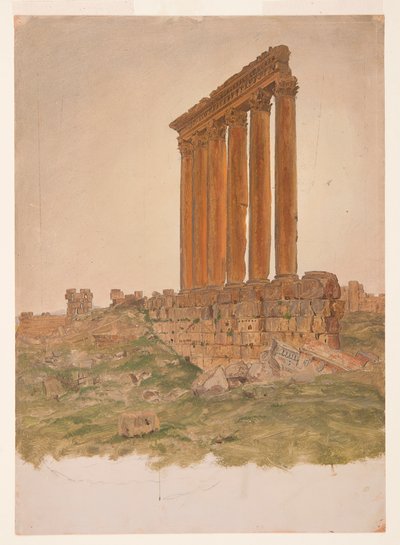 Ruinen des Zeus-Tempels, Baalbek, Mai 1868 von Frederic Edwin Church