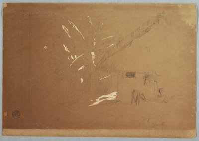 Sitzende Frau und grasender Esel vor einem Haus in der Nähe von Jorje, Ecuador, 23. Juni 1857 von Frederic Edwin Church