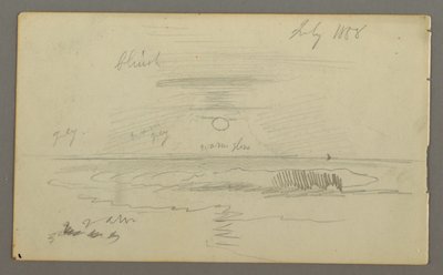 Himmel mit tiefer Sonne über Wasser, Juli 1858 von Frederic Edwin Church