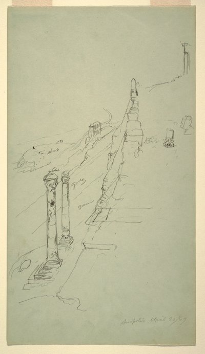 Südseite der Akropolis, Athen von Osten, 20. April 1869 von Frederic Edwin Church