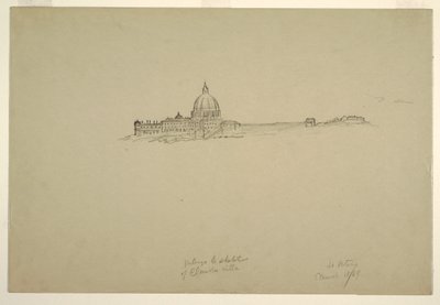 Zeichnung, St. Peter und der Vatikanpalast von Nordosten, 18. März 1869 von Frederic Edwin Church