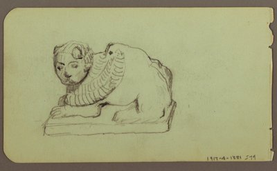 Zeichnung, Löwenstatue, Skiff; Verso: Löwenstatue, Dezember 1883 von Frederic Edwin Church