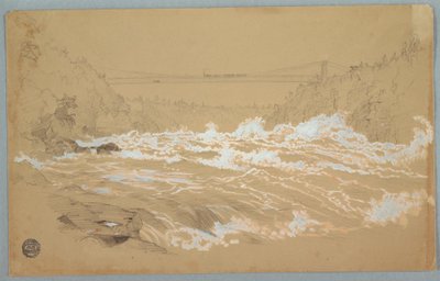 Die Schlucht, Niagara, Blick auf die Hängebrücke, ca. 1856–58 von Frederic Edwin Church