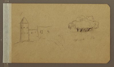 Zeichnung, Turm, Bäume, März 1862 von Frederic Edwin Church