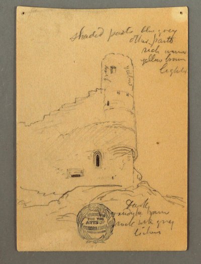 Zeichnung, Turm des Schlosses, Sion, möglicherweise 1868 von Frederic Edwin Church