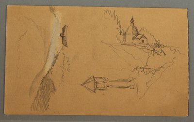 Tal, Turm, Kirche, möglicherweise 1868 von Frederic Edwin Church