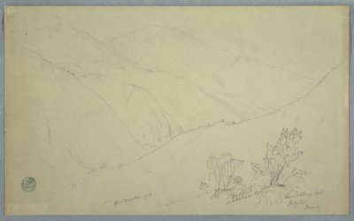 Blick auf den Blue Mountain Peak, gesehen von der Nähe von Salloway Hill, Jamaika, Juli 1865 von Frederic Edwin Church