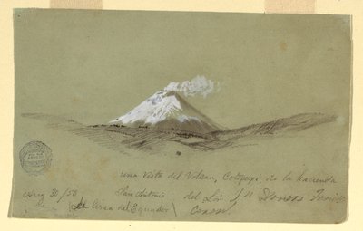 Ansicht von Cotopaxi von der Hacienda San Antonio, Ecuador, 30. August 1853 von Frederic Edwin Church