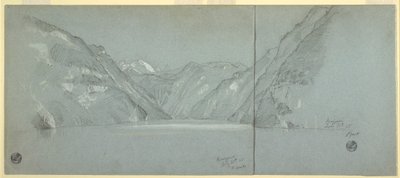 Ansicht des Königssees mit dem Falkenstein, nahe Berchtesgaden, Bayern, Deutschland, Teil 2, 11. Juli 1868 von Frederic Edwin Church