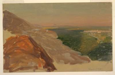 Blick auf eine Ebene mit Damaskus, Syrien, von den Bergen, Mai 1868 von Frederic Edwin Church