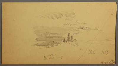 Bewaldeter Hügel, hügeliges Tal, Sonne, Januar 1866 von Frederic Edwin Church