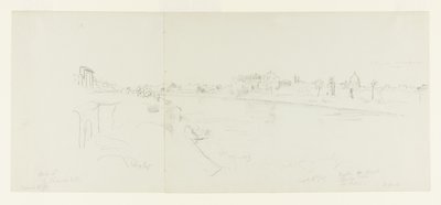 Landschaftsansicht von Rom vom Ufer des Tiber, mit Fernblick auf die Engelsburg, Claudes Villa und die Basilika St. Peter, Teil 1 von Frederic Edwin Church