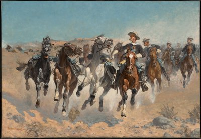 Abgesessen: Die Soldaten der Vierten führen die Handpferde weiter von Frederic Remington