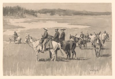 Im Quellgebiet - Burgess findet eine Furt von Frederic Remington