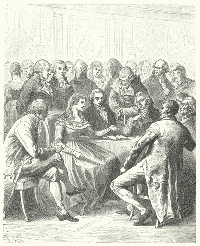 Madame Roland und die Girondisten, Französische Revolution (Stich) von Frederic Theodore (after) Lix