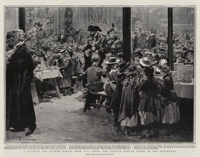 Ein Festmahl für arme Schuljungen und -mädchen, das jährliche Abendessen im Guildhall von Frederic de Haenen