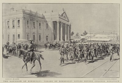 Die Garnison von Kimberley, Parade der Kimberley-Gewehre vor Colonel Kekewich von Frederic de Haenen