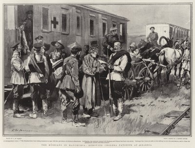 Die Russen in der Mandschurei, Entfernung von Cholerapatienten in Kharbia von Frederic de Haenen