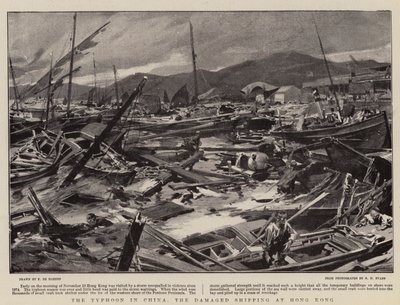 Der Taifun in China, die beschädigten Schiffe in Hongkong von Frederic de Haenen