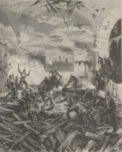 Der Winterpalast nach der Explosion, Abend des 17. Februar 1880 von Frederic de Haenen