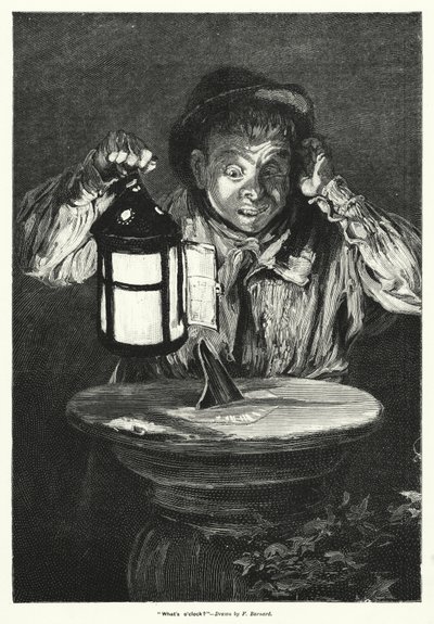"Wie spät ist es?" (Stich) von Frederick (after) Barnard
