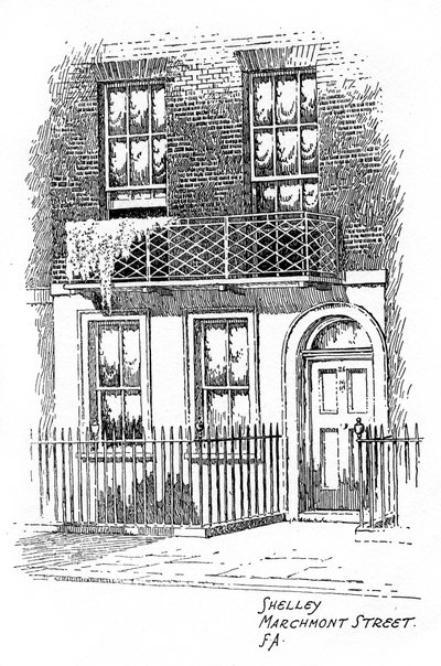 Haus von Percy Bysshe Shelley, Marchmont Street, Bloomsbury, London von Frederick Adcock