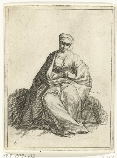 Sitzende, betende Frau (15 kleine Figuren) von Frederick Bloemaert