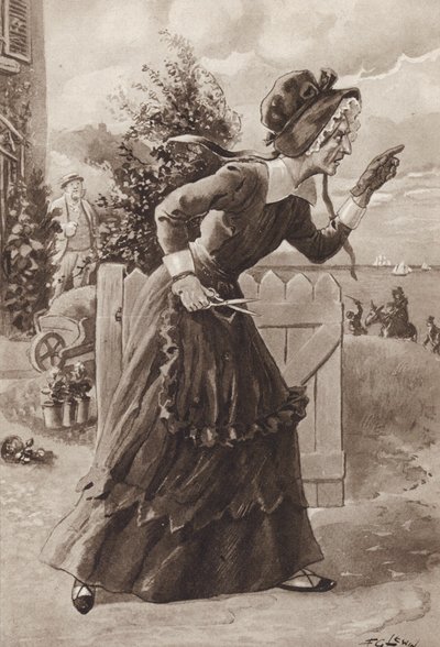 Betsey Trotwood aus David Copperfield, von Charles Dickens von Frederick George Lewin