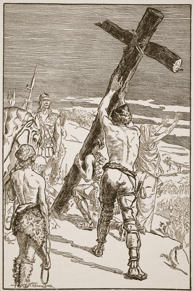Oswald errichtet das Kreuz, Illustration aus 