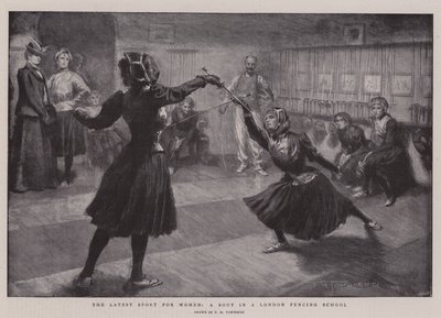 Der neueste Sport für Frauen, ein Kampf in einer Londoner Fechtschule von Frederick Henry Townsend