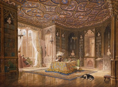 Die Bibliothek von Stanmore Hall, dem Sitz von Robert Holland, Esq von Frederick Mackenzie