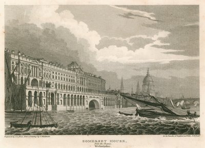 Blick auf Somerset House, The Strand, London, von der Themse, Westminster von Frederick Mackenzie