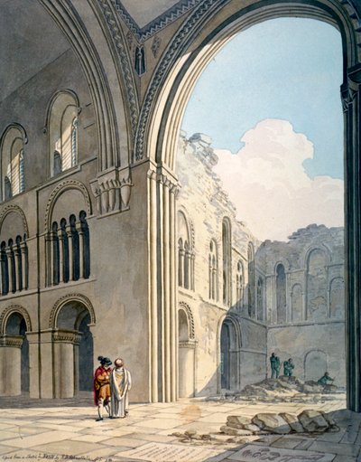 Chor der Kirche St. Bartholomew-the-Great während der Reparaturen, Smithfield, City of London von Frederick Nash
