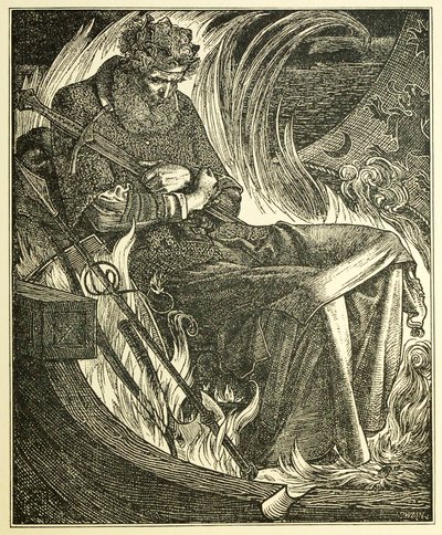 Tod von König Warwulf, veröffentlicht 1915 von Frederick Sandys