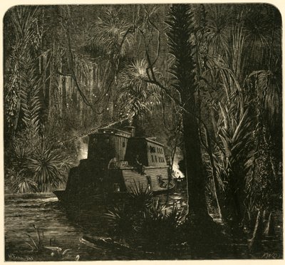 Aufstieg auf dem Ocklawaha-Fluss bei Nacht, 1872 von Frederick William Quartley
